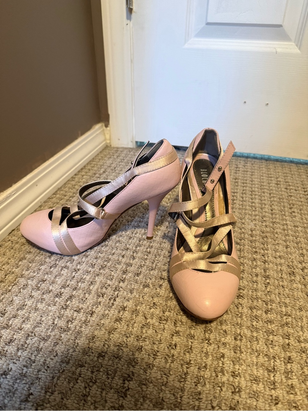 Pink Strappy Stiletto Dance Heels
